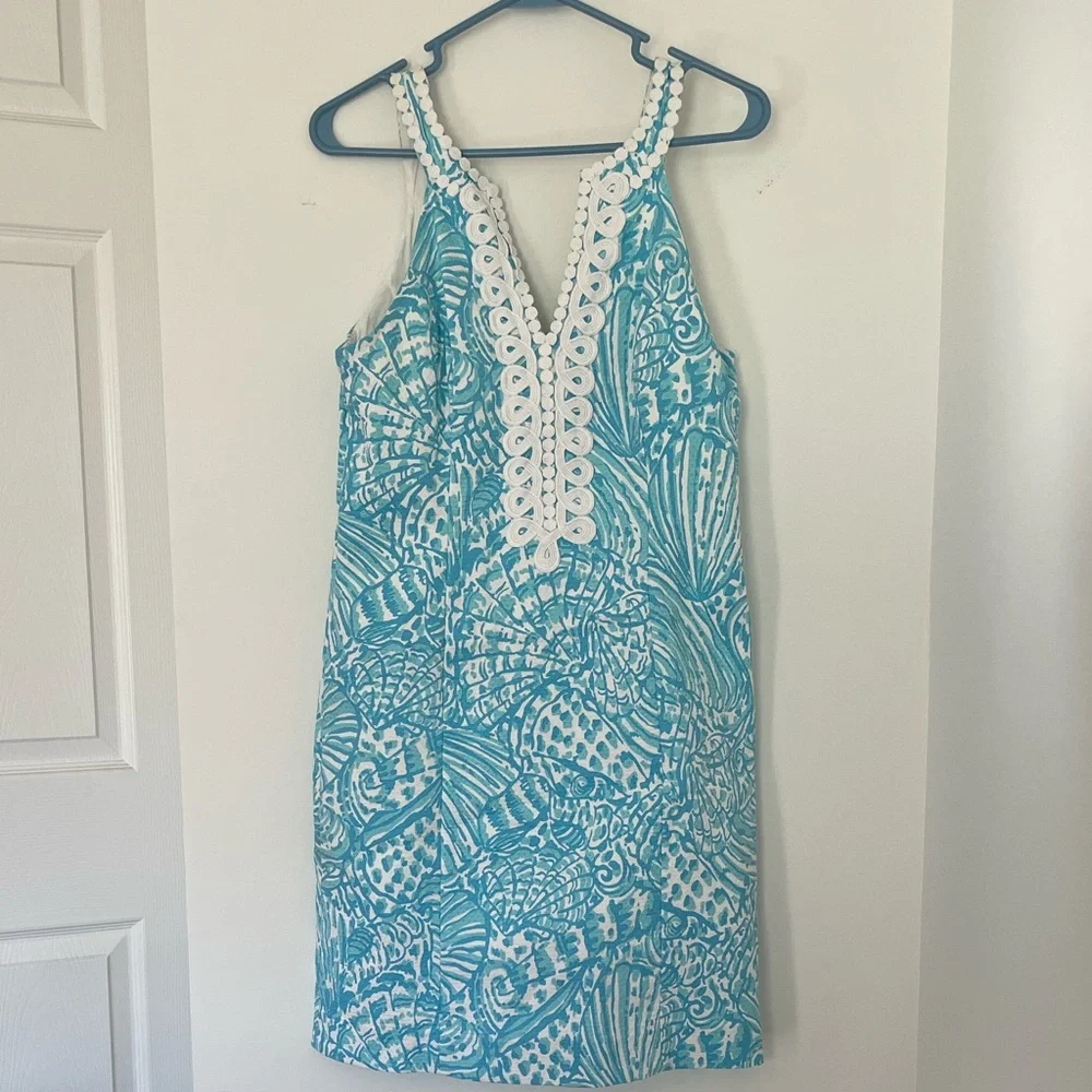 Lily Pulitzer Turquoise and White Patterned Mini Dress - Picture 1 of 10